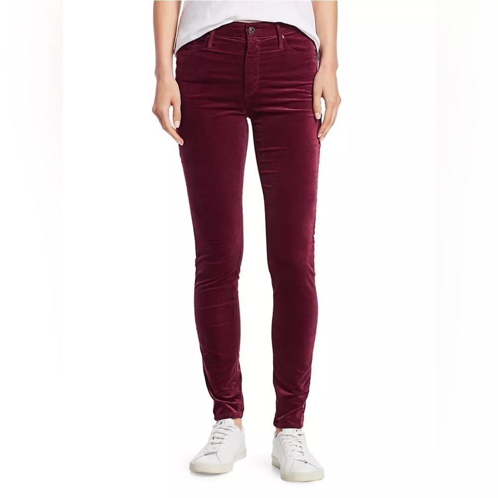 Adriano Goldschmied AG Jeans Farrah High Rise Skinny Velvet Pants in Gooseberry